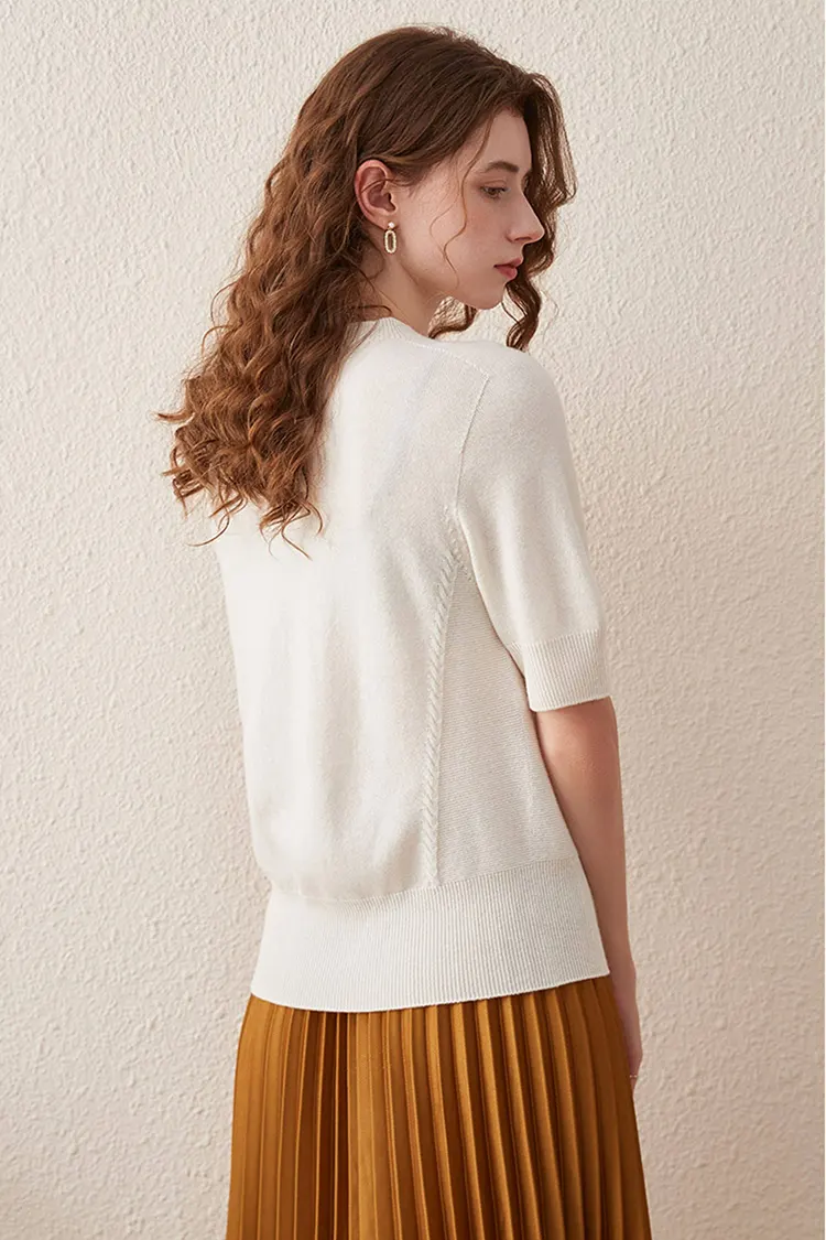 Women's Short Sleeve Wool Sweate