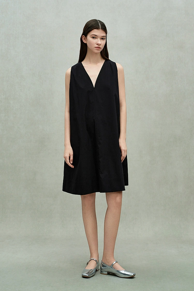 Abito casual da donna con scollo a V profondo in cotone