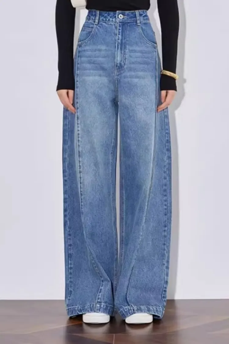 Pantaloni in denim a vita alta da donna