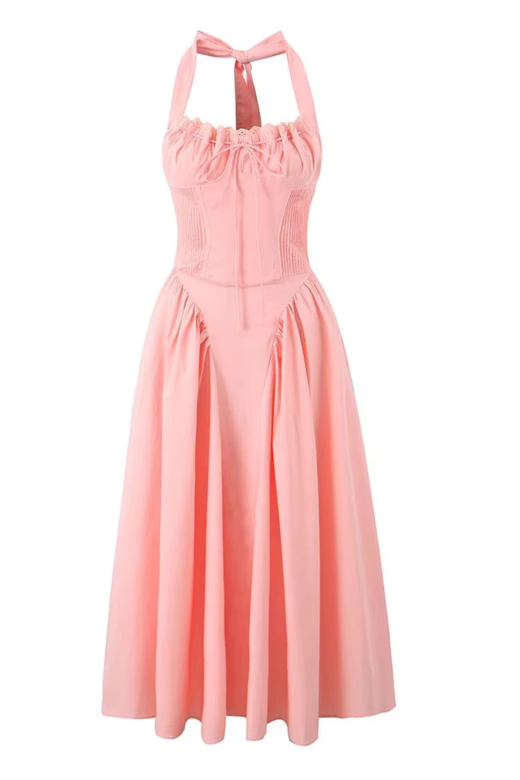 Abito MIDI da donna in cotone rosa