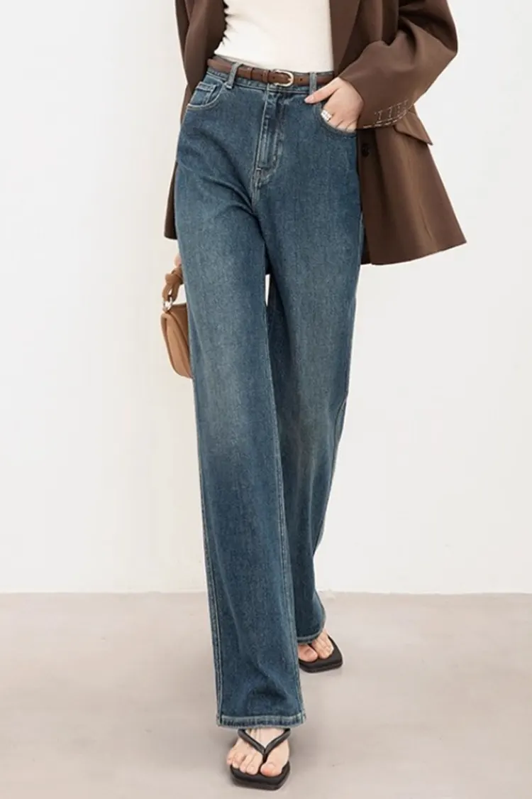 Pantaloni in denim a gamba dritta da donna